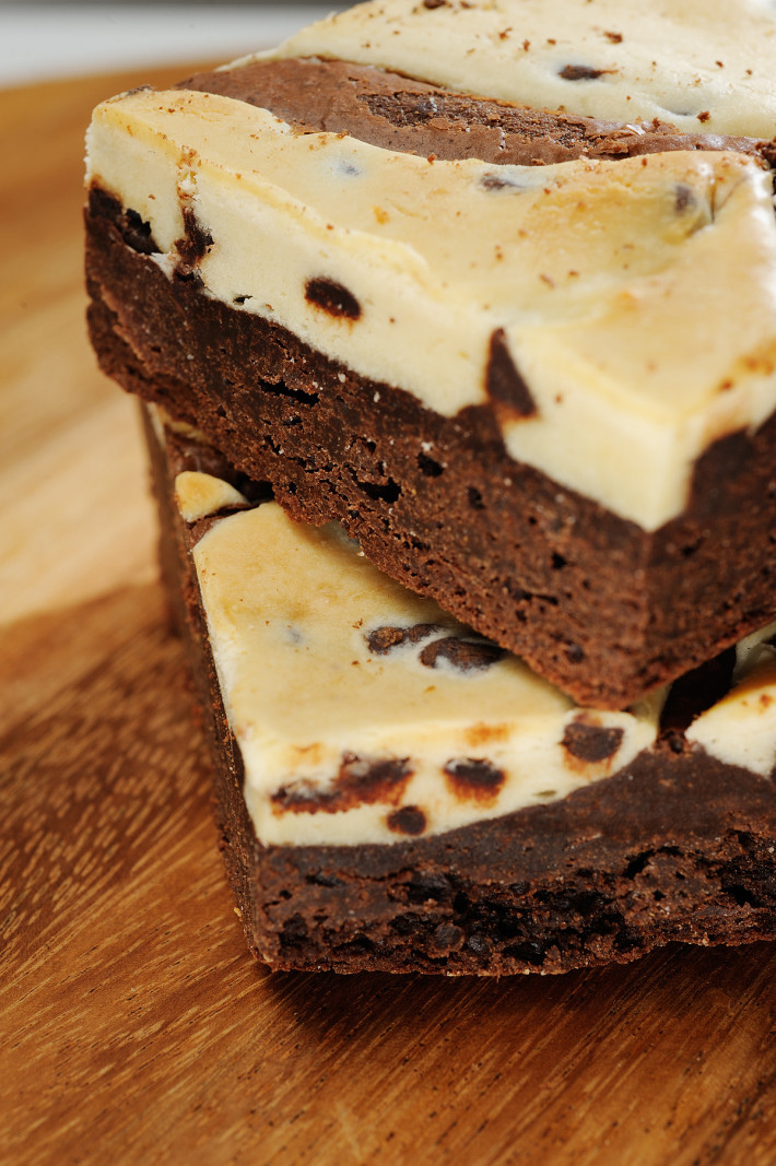 Chocolate brownie with a cheesecake swirl
