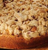 All butter crumb cake with Pecans. Also available in plain, almond or seasonal fruit